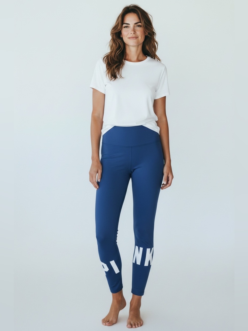 PINK Victoria's Secret Navy Leggings with White Lettering